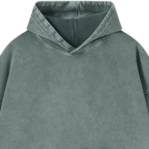 เสื้อฮู้ดดี้สีเขียวเทาฟอกสีสไตล์วินเทจทรงโอเวอร์ไซส์ ผ้าฝ้ายฟลีซเนื้อนุ่ม สไตล์ลำลองสตรีทแวร์ เหมาะสำหรับฤดูหนาว - Product Image 5