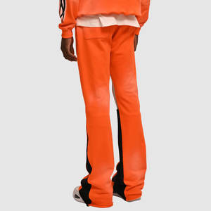 Pantalones informales para hombre, pantalones de chándal acampanados apilados para hombre, pantalones de chándal de lana gruesa de cintura media con paneles desteñidos al sol - Product Image 4