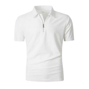 2025 camisa deportiva informal para hombre para cuello de Polo, camiseta de manga corta, punto transpirable, cremallera empalmada, bolsillos sueltos con cuello vuelto - Product Image 2