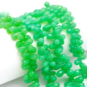 Natural Chrysoprase Faceted Teardrop Bead Chrysoprase Side Drop Briolette Bead Necklace Handmade Jewelry Pendant Earrings Making - Product Image 4