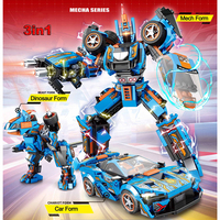 395 + pièces briques 3 en 1 déformation voiture Robot monstre jouets briques assembler Puzzle modèle véhicule éducatif Mech bloc de construction