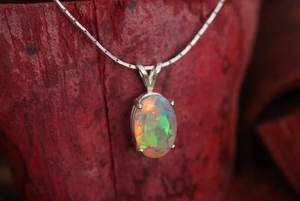 Ethiopian Opal Stone Pendant 925 Sterling <b>Silver</b> Charm Fine <b>Silver</b> Jewelry Fashion Jewelry Women Girls Charm Pendant - Product Image 5