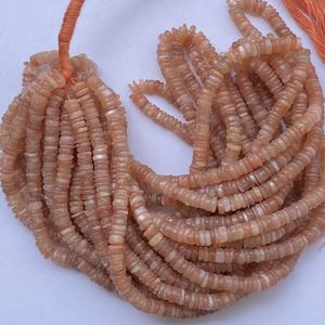 Piedra lunar de melocotón Natural de 4mm y 6mm, hebra de cuentas Heishi Lisas para hacer joyas, collar, pulsera, precio de fábrica al por mayor - Product Image 1