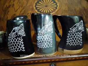 Taza de cuerno para beber vikingo pulida con diseño de dragón para Navidad y el Día del Padre para cerveza, vino, hidromiel, amantes de la cerveza de Faizacraft - Product Image 4