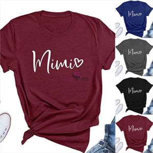 Camiseta con estampado de corazón Mimi para mujer, camisetas de manga corta con letras estampadas, camisetas informales de regalo de talla grande - Product Image 3