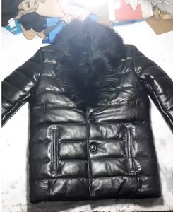 Veste d'hiver homme grande taille blouson bomber en peau de mouton fait main avec col en fourrure de renard veste en cuir - Product Image 5