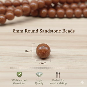 Cuentas Redondas de Piedra Arenisca Beadsnfashion al por Mayor, Cuentas Sueltas de 8 mm para Hacer Joyas, Collares, Pulseras y Pendientes - Product Image 3