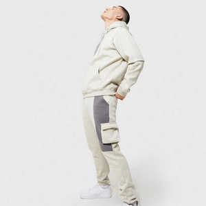 Custom <b>Plus</b> <b>Size</b> Winter Casual Streetwear Solid 100% Cotton 2pc Men's Oversized Tracksuit Hoodie and <b>Jogger</b> <b>Set</b> - Product Image 1