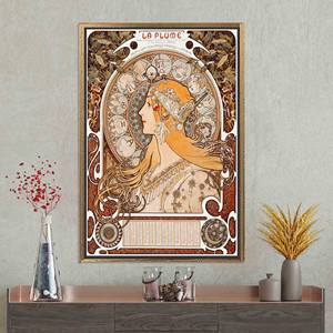 Impression sur toile Alphonse Mucha Art Nouveau Femme du Zodiaque, Décoration élégante, TOILE ENCARTÉCHÉE DORÉE - Product Image 1