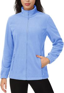 Chaqueta de lana de manga larga ligera para mujer, algodón cálido suave esencial de invierno con bolsillos con cierre de cremallera de talla grande - Product Image 2