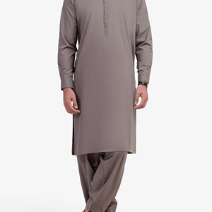 ชุดเสื้อผ้าชาลวาร์ คามีซ แบบลำลองน้ำหนักเบาสำหรับผู้ชายชาวปากีสถาน ชุดอิสลามแบบดั้งเดิมสำหรับใส่ในฤดูร้อน ใส่ประจำวันและใส่ละหมาด - Product Image 1