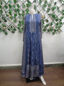 Vibrant Heritage Indian Cotton Viscose Maxi Dress Long Heavy With Rich Ethnic Patterns Embracing Women's Love Indian - Product Image 4