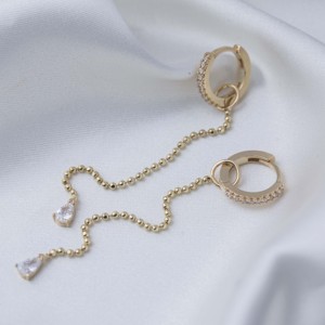 Pendientes Largos con Diseño de Cadena de Bolas y Perlas, Plata de Ley 925, Chapados en Oro, Joyería Fina Turca, Regalo - Product Image 6