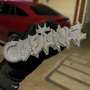 VVS Clarity Blanc Personnalisé Lettre Diamant Pendentif pour Hommes Plaqué Or Hip Hop Glacé Style avec VVS Moissanite - Product Image 2