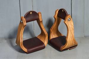 Étriers de course de chevaux personnalisés de qualité supérieure Anglais en bois Western Wood Leather Safety First! Équipement d'équitation - Product Image 3