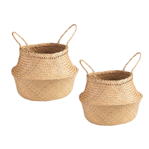 Handmade SEAGRASS <b>BELLY</b> <b>BASKETS</b> with Handles Laundry Organizer Handicraft Lightweight, Durable, and Biodegradable Design - Product Image 1