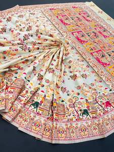 Chanderi Pashmina Saree Rich Look Weaving Butti en Whole Saree Running Blusa Con nuevo diseñador Sari - Product Image 2
