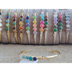 Vibrant Stones Fashion <b>Cuff</b> <b>Bracelets</b> Gold and <b>Silver</b> Plated for Stylish Retail Appeal - Product Image 2