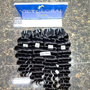 Super Wave Style Double Drawn Extensiones de trama de cabello crudo vietnamita Alta calidad Cabello de onda profunda Proveedor de confianza Precio al por mayor - Product Image 1