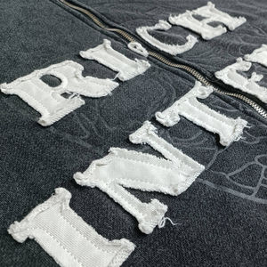 Sudaderas con capucha de lujo para hombres, venta al por mayor, Parche de lavado ácido, bordado, lavado a la piedra, Sudadera con capucha desgastada - Product Image 3