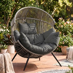Modern <b>Stackable</b> Foldable Rattan Garden <b>Chair</b> Lounge Seat <b>Outdoor</b> Patio Furniture Portable Lightweight - Product Image 3