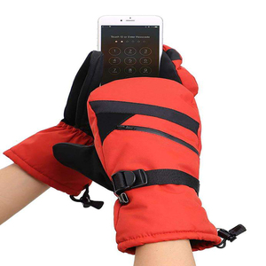 Guantes de esquí con aislamiento de cuero personalizables con puños impermeables con cremallera mitones de invierno para snowboard - Product Image 6