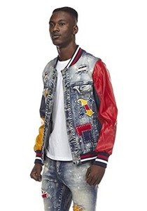 เสื้อแจ็กเก็ตเบสบอลผ้ากำมะหยี่สำหรับผู้ชายมีตัวอักษรแขนหนังเสื้อแจ็คเก็ตขนสัตว์ปักลายสำหรับผู้ชาย - Product Image 6