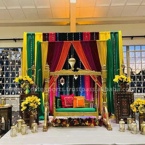 Juego de Jhula y sofá de escenario de boda musulmana, Columpio de madera hecho a mano para novia y novio, Jhula DE BODA indio de plata de lujo asequible - Product Image 4