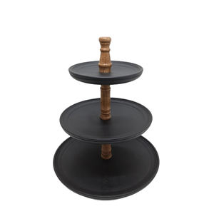 Marbre et bois Design fantaisie support à gâteau rond à 2 niveaux plateau à plusieurs niveaux de couleur verte et naturelle pour la décoration de cuisine et de fête - Product Image 6