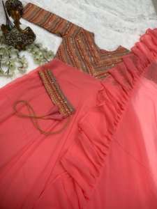 Conjunto de Kurti de moda de trabajo con bordado de viscosa pura cosida para mujer, ropa de fiesta India para niñas importada de India - Product Image 5