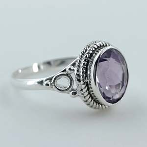 Handmade Women's Amethyst 925 Sterling Silver <b>Ring</b> Oval Cut Natural Stone Smooth Finish Rhodium <b>Sizes</b> 4 13 US Everyday Wear - Product Image 3