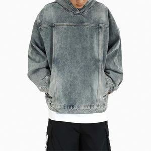 Sudadera con Capucha para Hombre, Sin Cordones, Algodón, Lavado Ácido, Diseño Grueso, Estilo Urbano, Pesada, Esencial, Talla Grande, Estampado Denim, Logotipo Personalizado - Product Image 1