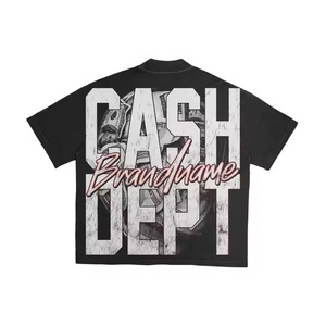 T-shirt court Hip Hop surdimensionné personnalisé en gros pour hommes T-shirts à col rond vintage épais 100% coton coupe ample - Product Image 5