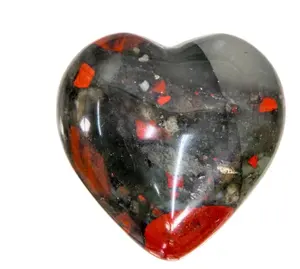 Rockcloud Healing Crystal Africa Bloodstone Heart Love Carved Palm Worry Stone Chakra Reiki Balancing