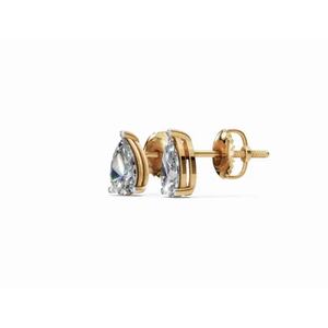 Boucles d'oreilles clous en or 9 carats de qualité supérieure avec diamant solitaire en forme de poire, bijoux de laboratoire, vente en gros, fournisseur OEM, exportateur B2B - Product Image 2