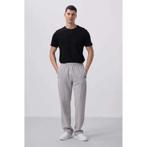 Tommylife Wholesale Textured Surface Standard Fit <b>Elastic</b> <b>Waist</b> Casual Mid <b>Palazzo</b> Men's Trousers 82171 Black - Product Image 6