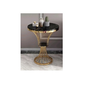 โต๊ะกาแฟทรงกลมพร้อมตัวเครื่องทำจากโลหะสำหรับตกแต่งห้องนั่งเล่น - Product Image 1
