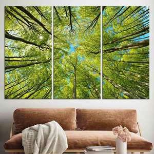 Obra de arte impresa en lienzo: Elegante copa de árbol de vidrio templado, JUEGO DE 3 LIENZOS - Product Image 1