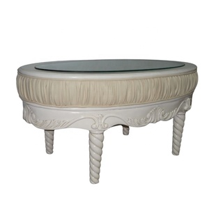 Table basse en bois massif rembourrée de style antique français, peinte en blanc, meubles de salon en provenance d'Indonésie, Jepara Furniture - Product Image 5