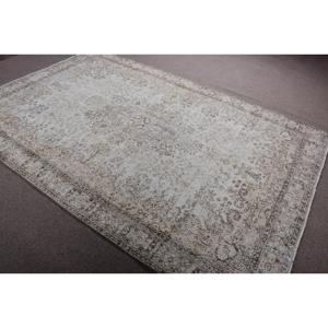 Grand tapis vintage 6,3x9,4 pieds, tapis floral blanc et gris en laine - Product Image 4