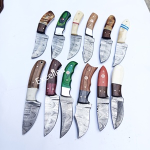 Cuchillo desollador de caza de acero de Damasco personalizado de alta calidad con Funda de cuero de primera calidad nuevo cuchillo desollador de hoja fija DIY - Product Image 6