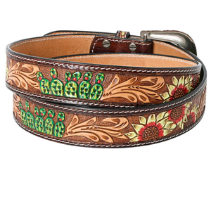 Ceinture de Cowboy Vintage de luxe sculptée à la main motif de feuille occidentale gaufrage matériau de peau de vache hautement recommandé alliage direct inde - Product Image 2