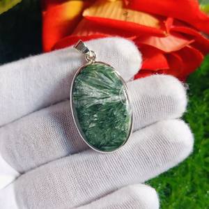 จี้สร้อยคอพลอยเซราฟินไนต์วินเทจสุดหรู เงินแท้ 925 ชุบทอง งานแฮนด์เมด ของขวัญแทนใจสำหรับเธอ - Product Image 3