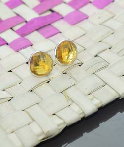 Citrine 925 Sterling <b>Silver</b> <b>Stud</b> Earring Customized Natural Gemstone Vintage Wedding Engagement Gift - Product Image 3