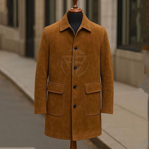 เทรนช์โค้ทหนังกลับสไตล์เทรนด์สำหรับผู้ชาย ลุคสบายๆ ดูสะอาดตา สัมผัสนุ่ม ผลิตจากวัสดุรักษ์โลก น้ำหนักเบา คุณภาพสูง - Product Image 3