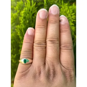 925 <b>Silver</b> Natural Oval <b>Emerald</b> <b>Ring</b> Elegant Bezel Setting for Gift Occasions - Product Image 3