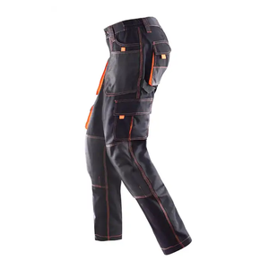 Pantalones DE TRABAJO utilitarios multibolsillos negros y naranjas, pantalones Cargo industriales duraderos para hombres, ropa de trabajo de construcción - Product Image 4