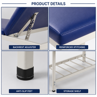 Table de massage d'hôpital à dossier réglable, lit de thérapie professionnel avec étagère de rangement, canapé de massage en cuir PVC HBJF