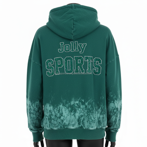 Premium Women Zip Hoodie 320GSM Soft Cotton Fleece Green <b>Tie</b> Dye Custom Rhinestone SPORT Logo Stylish Wear <b>zipper</b> basics hoodies - Product Image 2