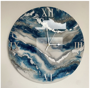 นาฬิกาติดผนังไม้ที่ดีที่สุด นาฬิกาติดผนังไม้กระถินเทศและเรซิ่นอีพ็อกซี่ สไตล์เรซิ่นริเวอร์ - Product Image 3